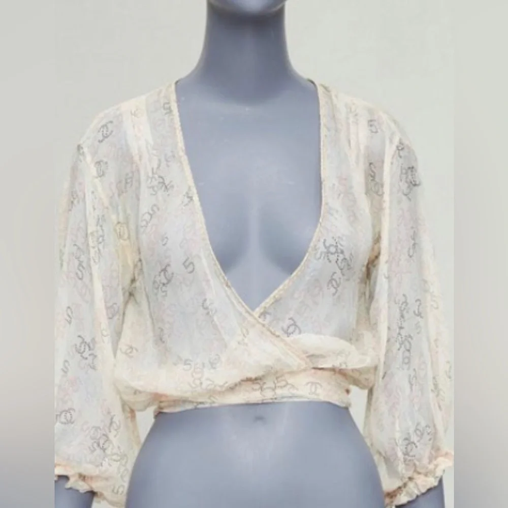 NWT Chanel Sheer Tie-Front Top - Yellow